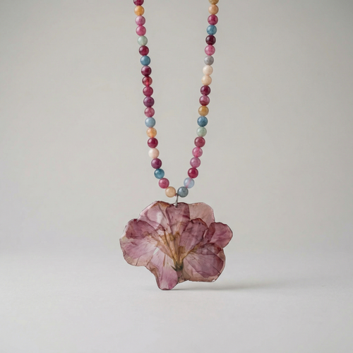 Collar adelfa rosa