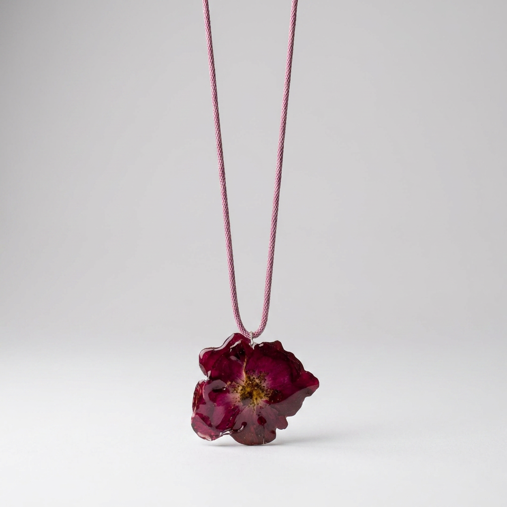 Collar largo cadena rosa