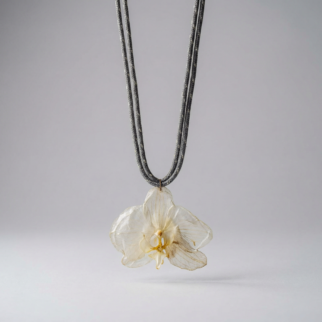 Collar largo cuerda orquídea