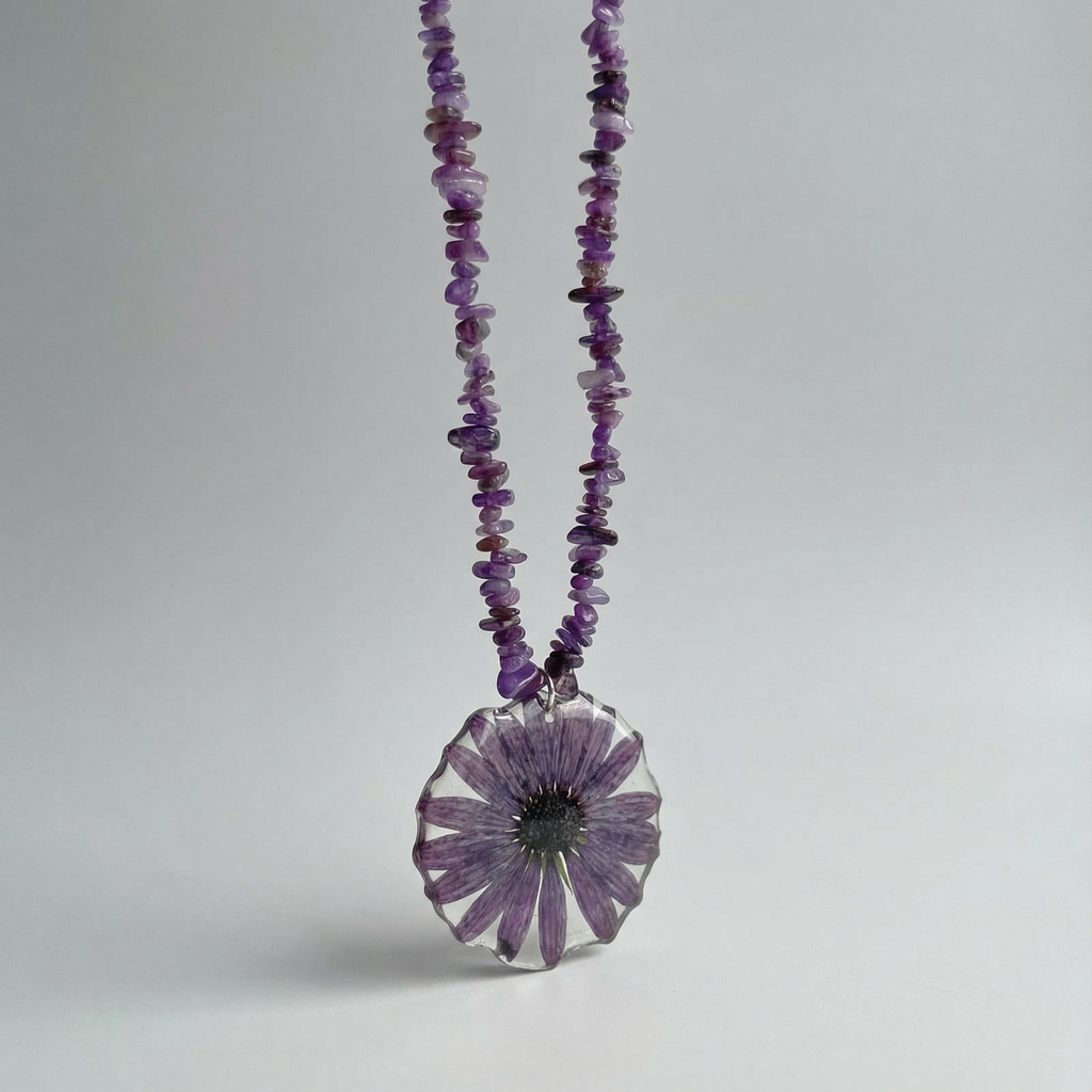 Collar corto margarita lila