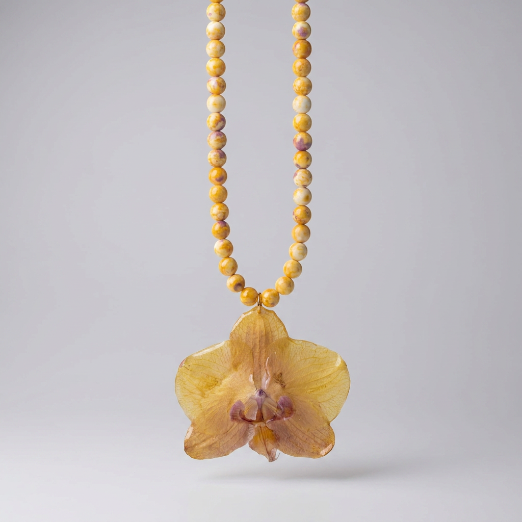 Collar corto orquídea amarilla