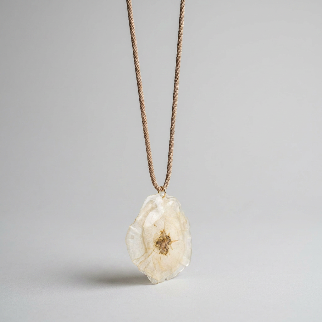 Collar largo rosa blanca