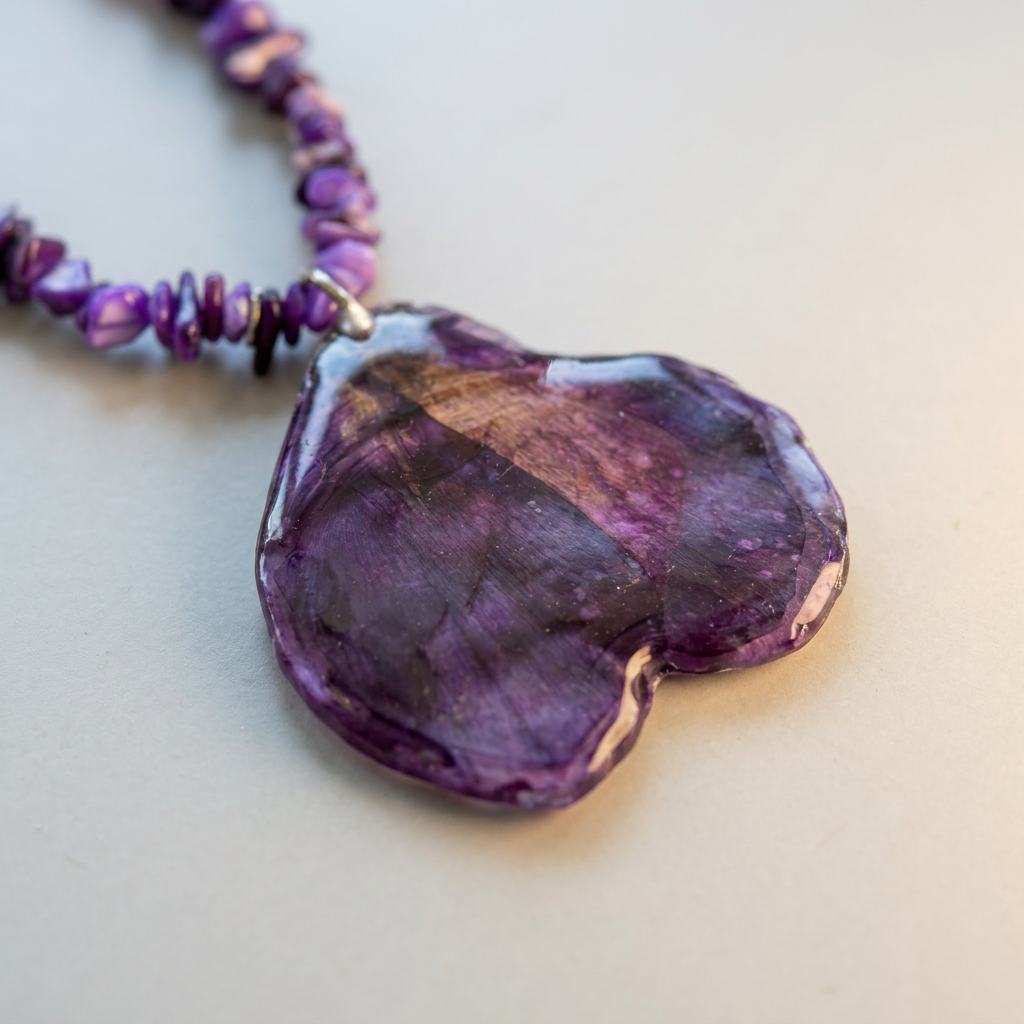 Collar corto flor morados