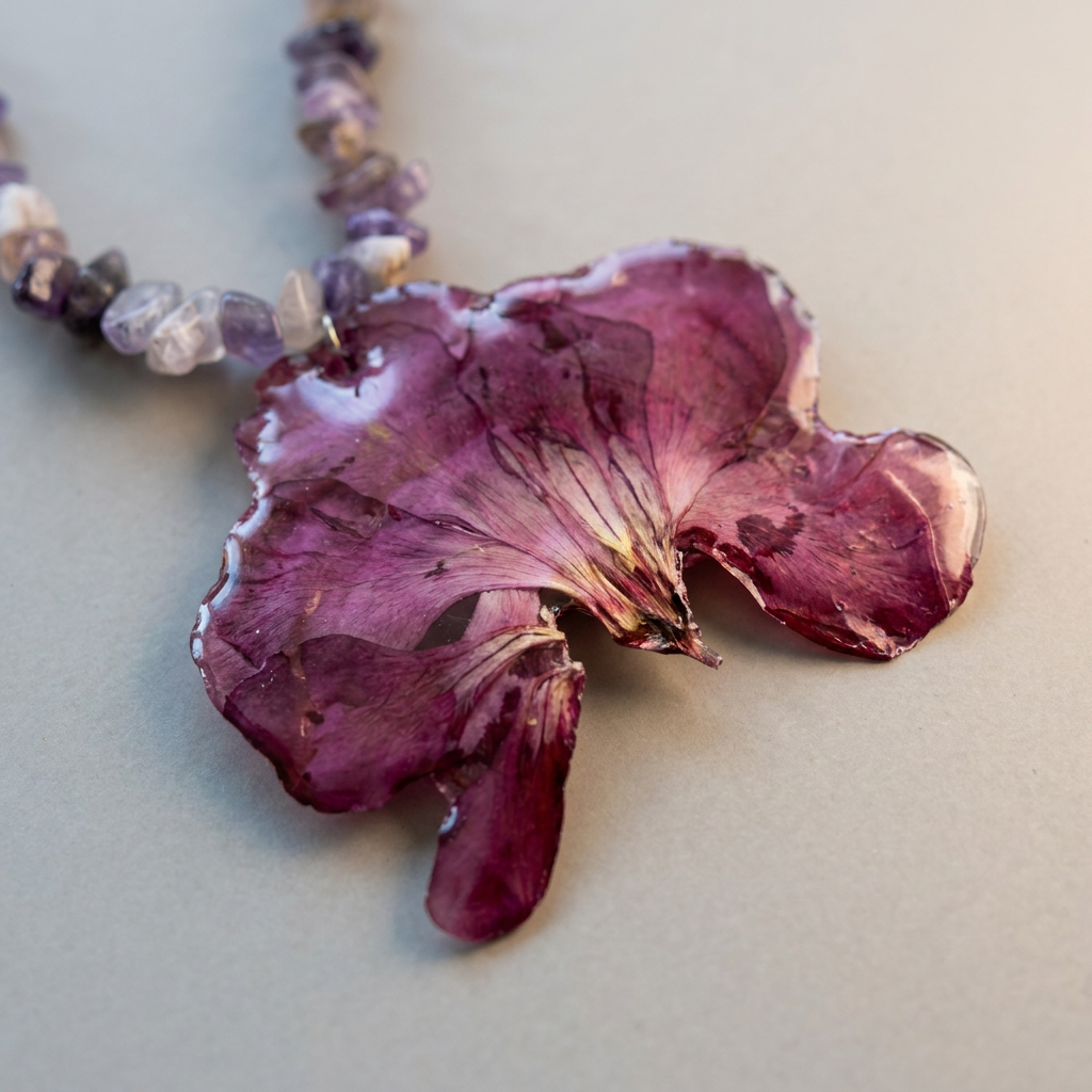 Collar corto pétalos morados