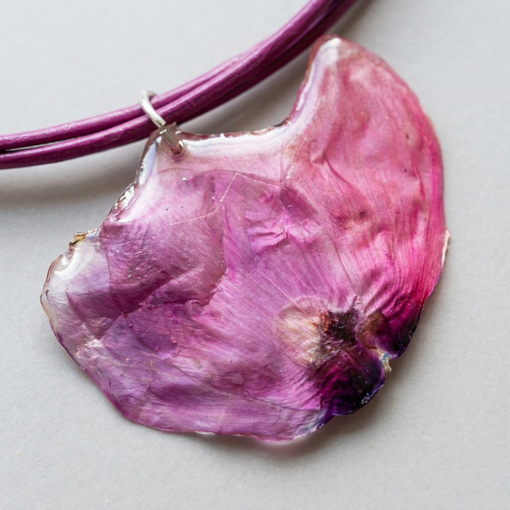Collar cuero flor magenta