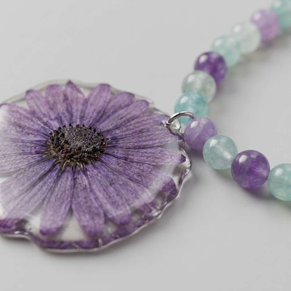 Collar corto margarita violeta