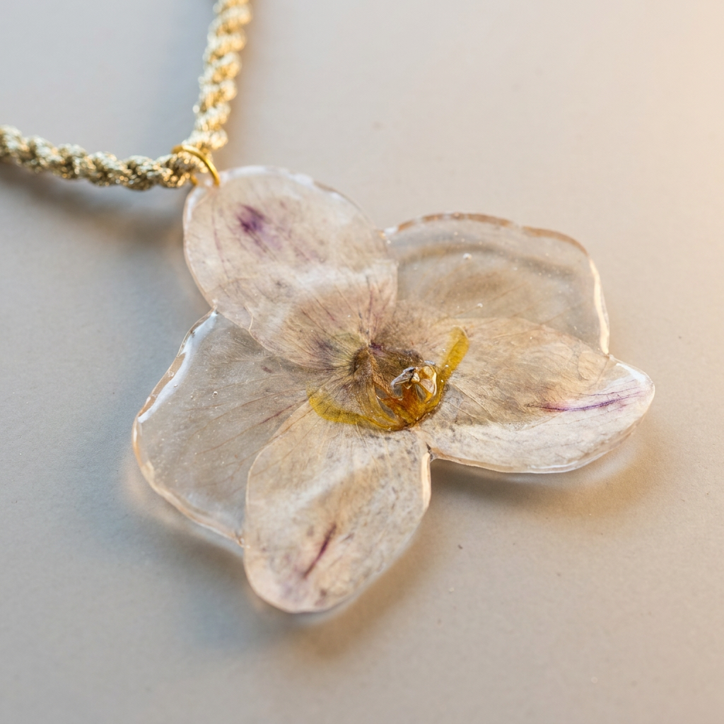 Collar corto orquídea blanca