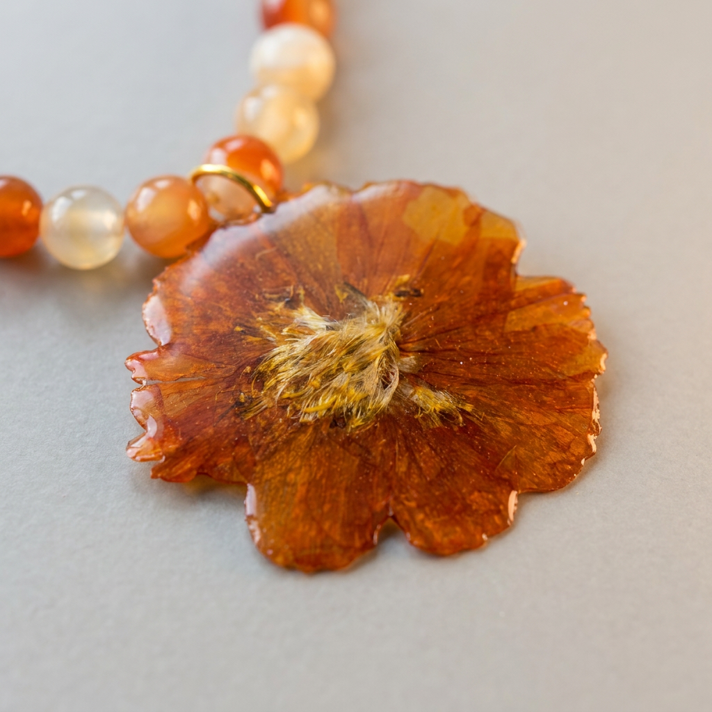 Collar corto margarita naranja