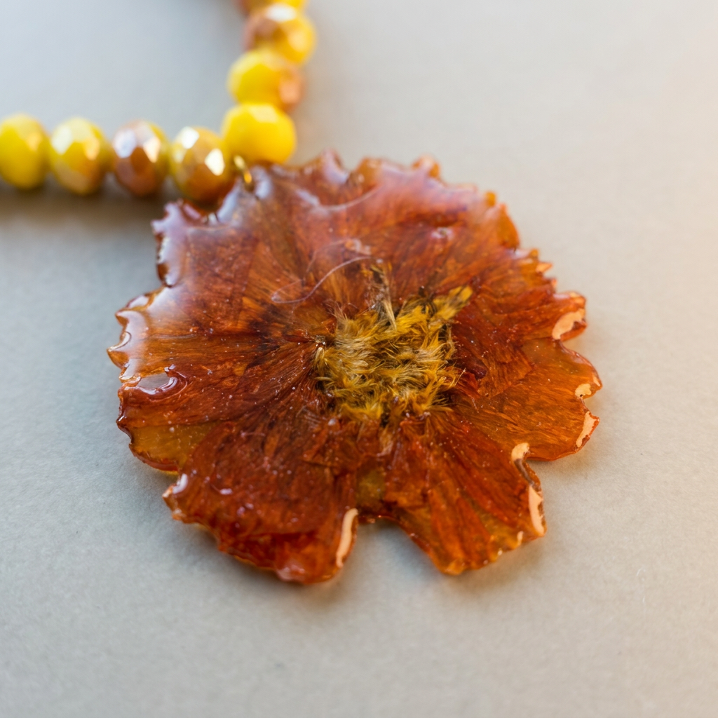 Collar corto margarita naranja
