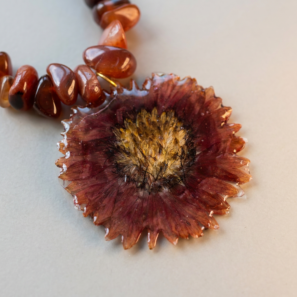 Collar piedras grandes margarita roja