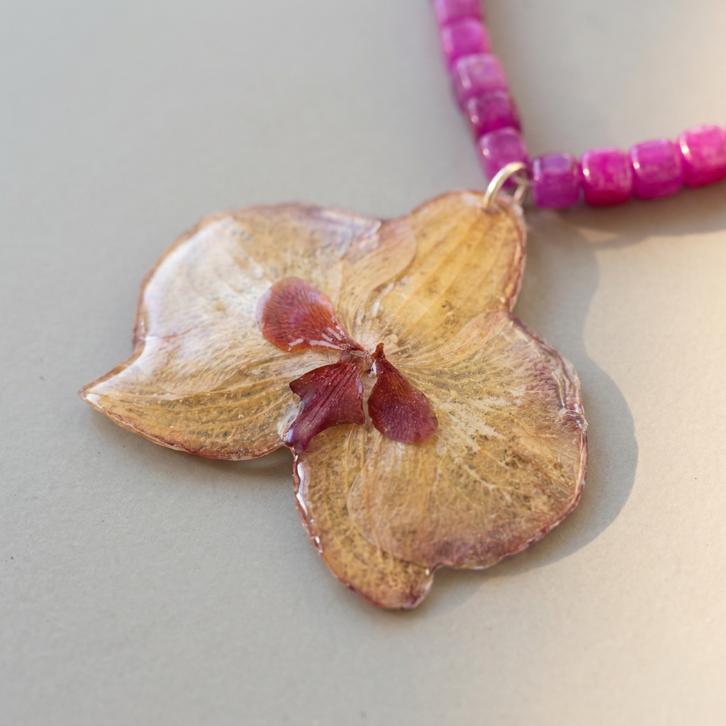 Collar corto orquídea amarilla