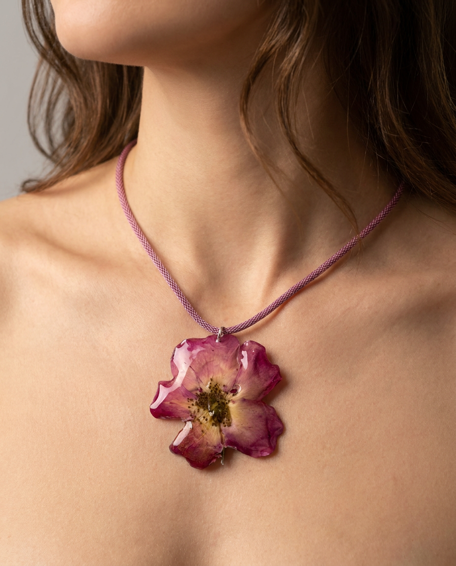 Collar corto cadena rosa