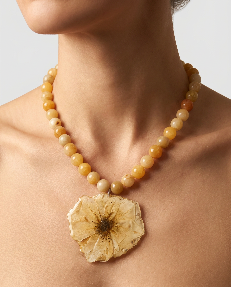 Collar corto rosa beige