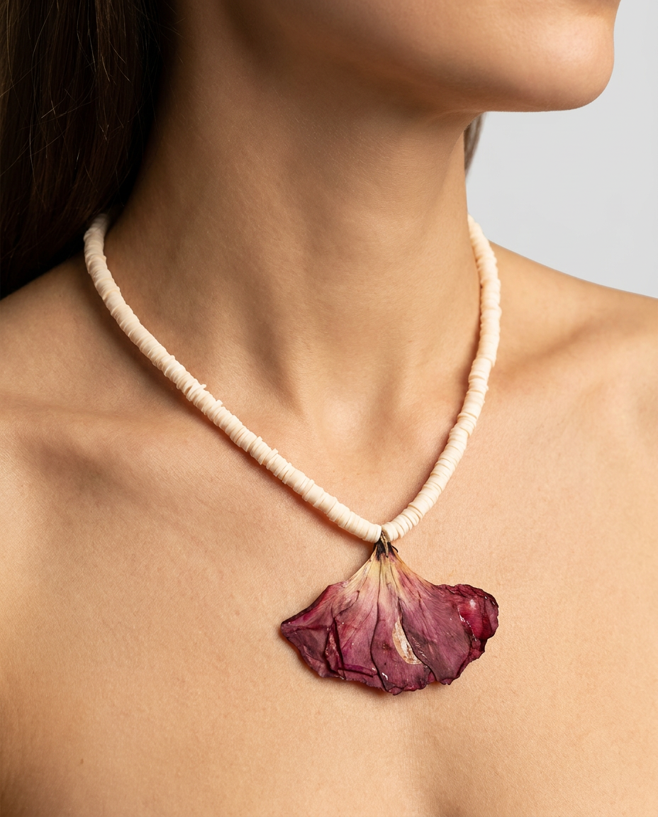 Collar corto goma geranio