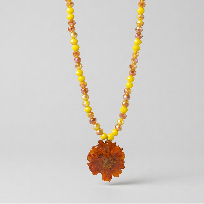 Collar corto margarita naranja