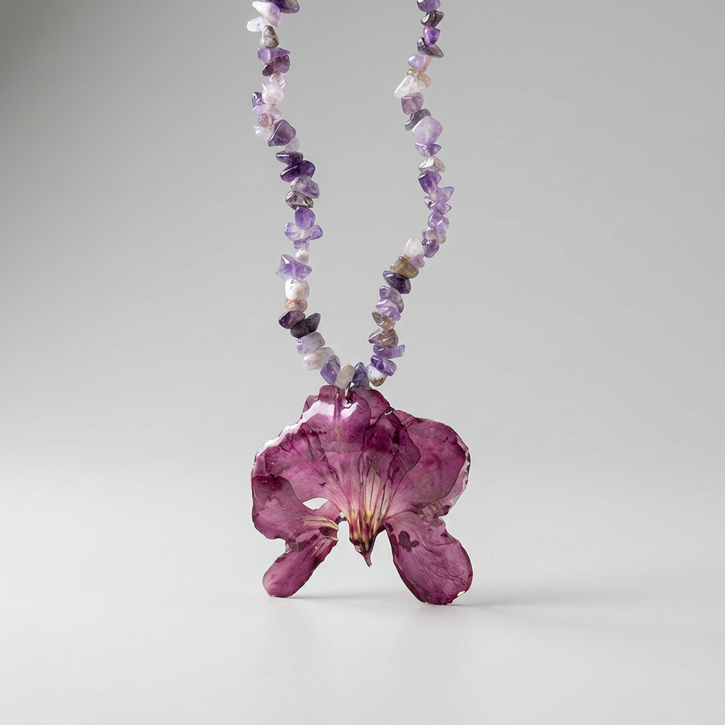 Collar corto pétalos morados