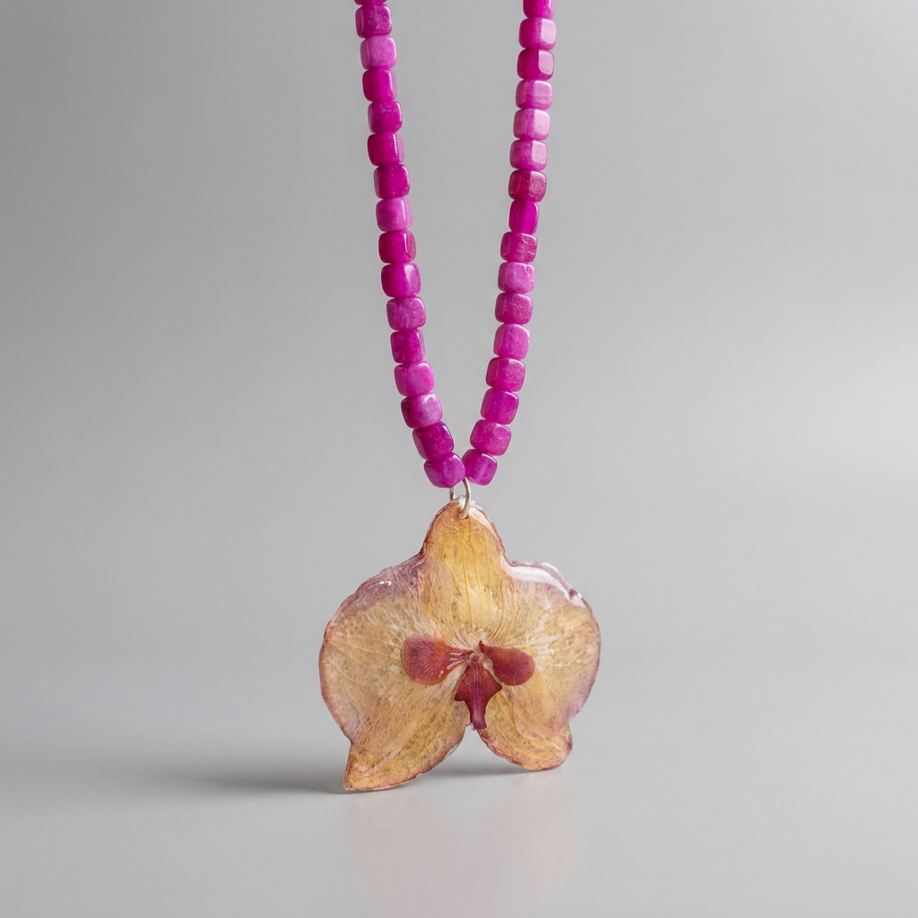 Collar corto orquídea amarilla