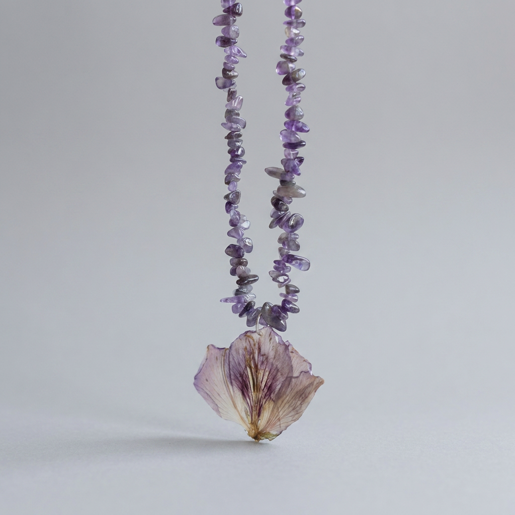 Collar corto flor malva