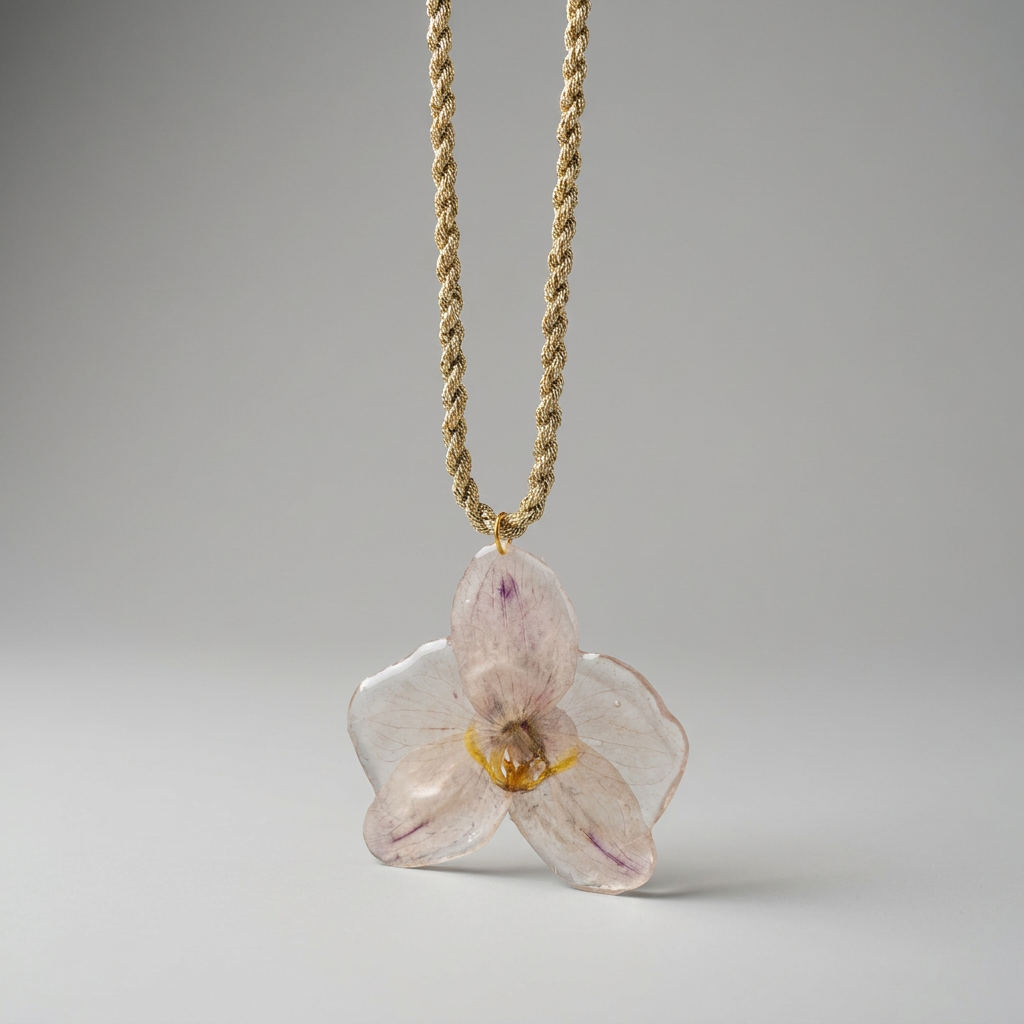 Collar corto orquídea blanca