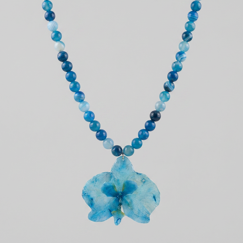 Collar corto orquídea cyan