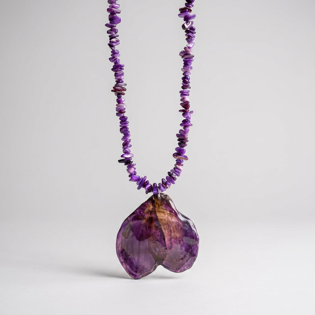 Collar corto flor morados
