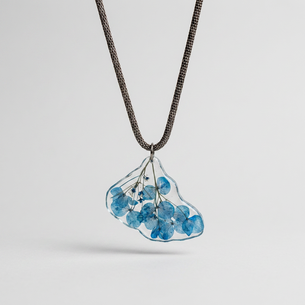 Collar corto flores azules